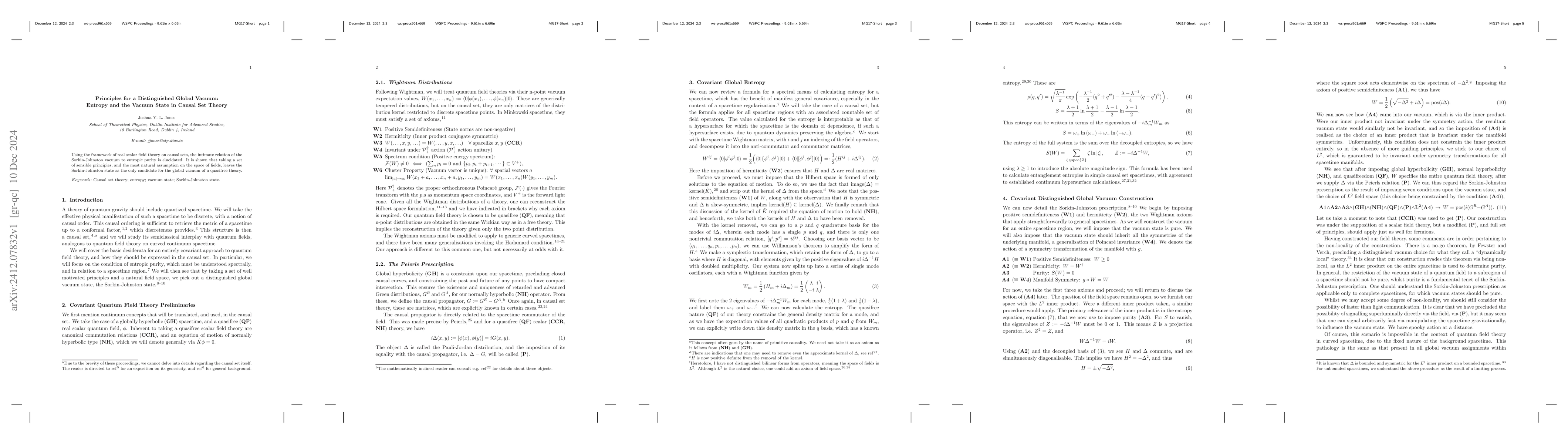 Thumbnail for Principles for a Distinguished Global Vacuum: Entropy and the Vacuum
  State in Causal Set Theory