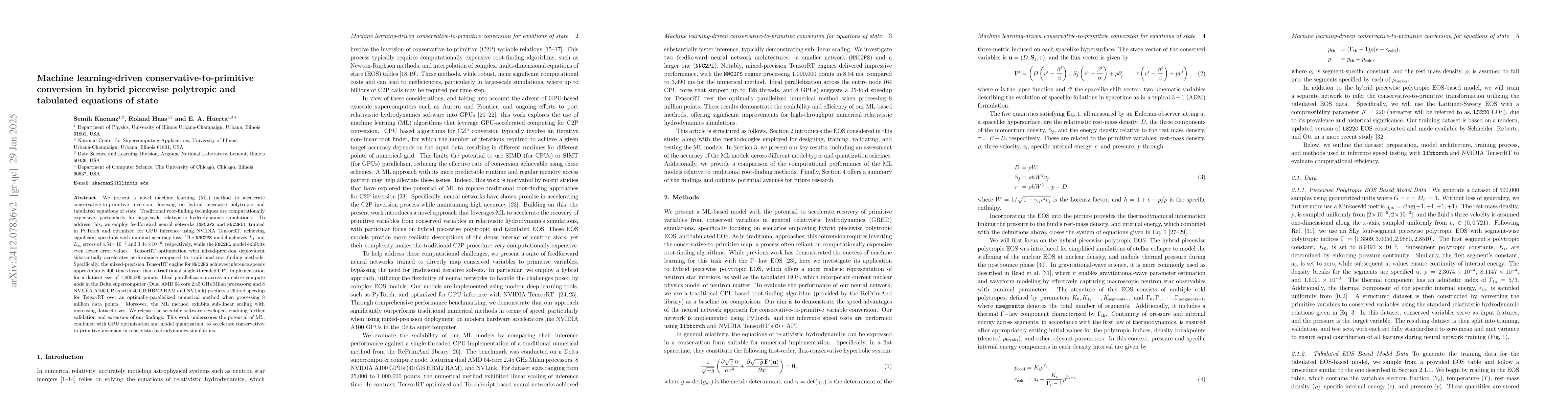 Thumbnail for AI-driven Conservative-to-Primitive Conversion in Hybrid Piecewise
  Polytropic and Tabulated Equations of State