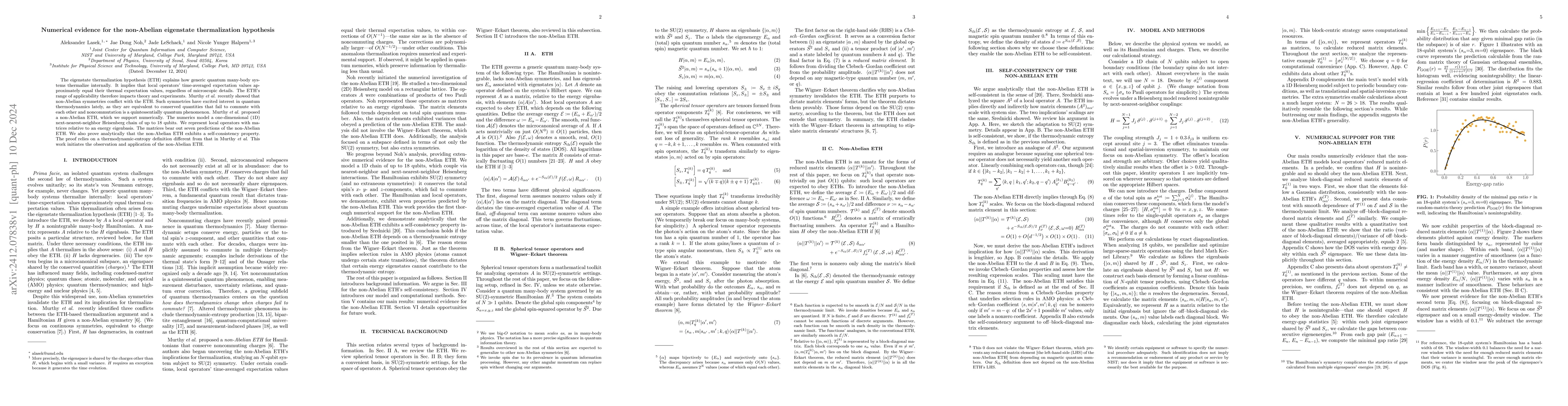Thumbnail for Numerical evidence for the non-Abelian eigenstate thermalization
  hypothesis