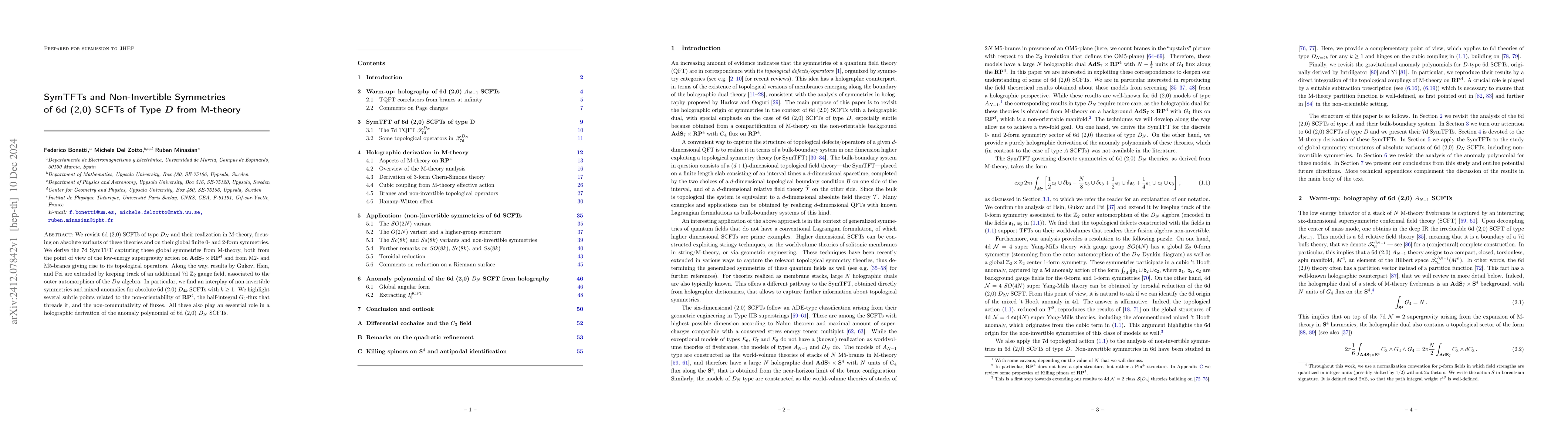Thumbnail for SymTFTs and Non-Invertible Symmetries of 6d (2,0) SCFTs of Type $D$ from
  M-theory