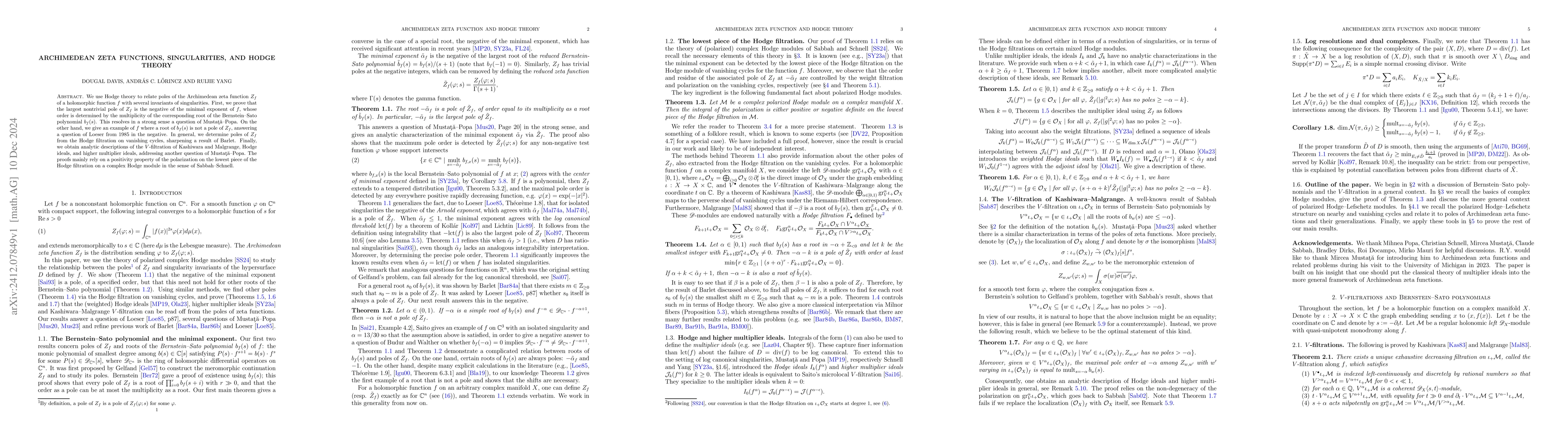 Thumbnail for Archimedean zeta functions, singularities, and Hodge theory