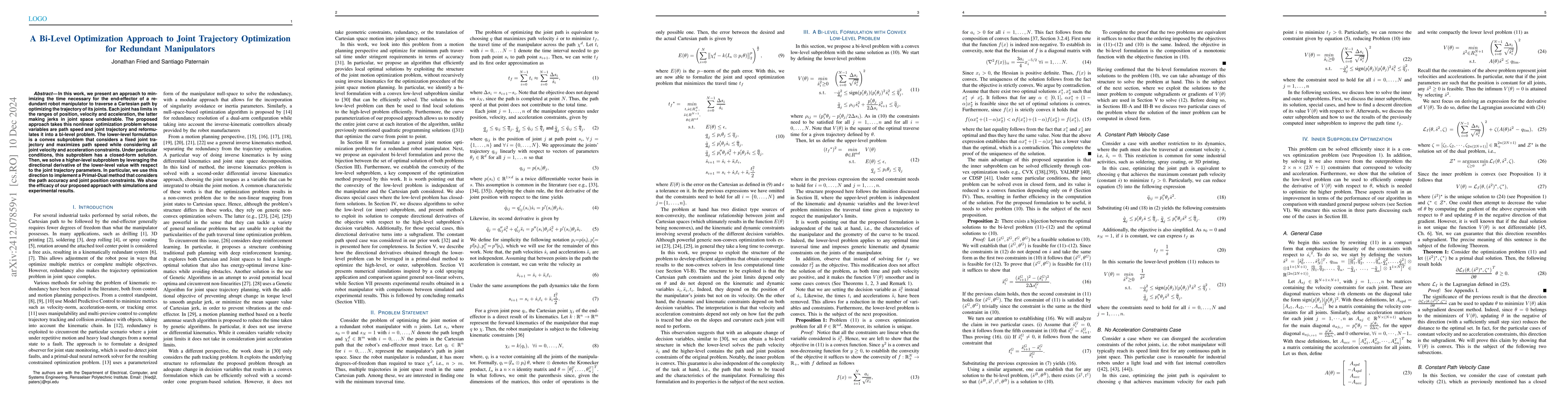 Thumbnail for A Bi-Level Optimization Approach to Joint Trajectory Optimization for
  Redundant Manipulators