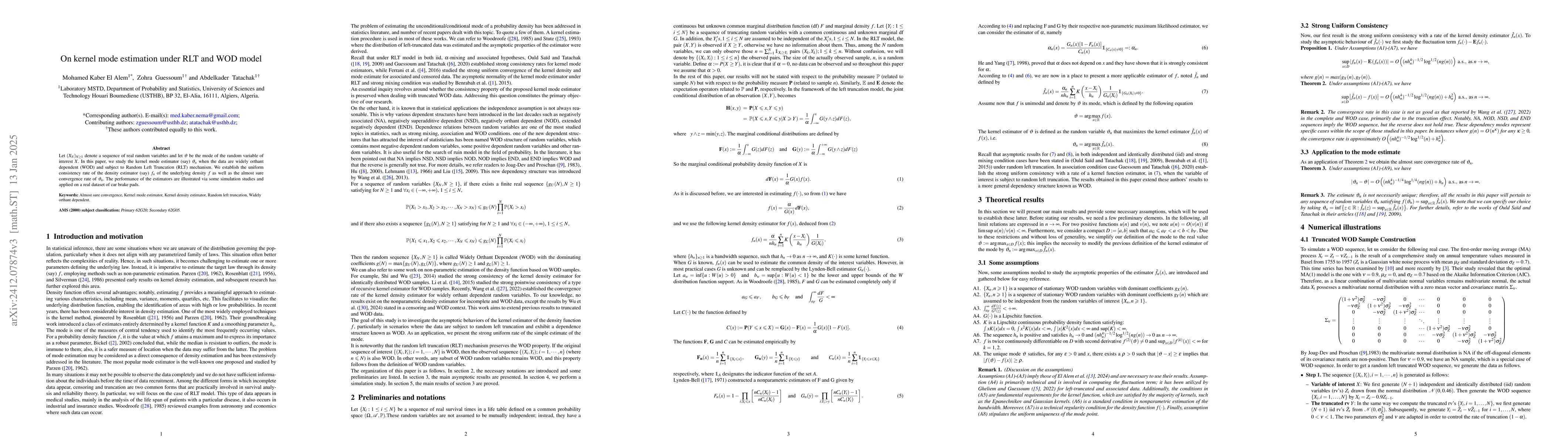 Thumbnail for On kernel mode estimation under RLT and WOD model