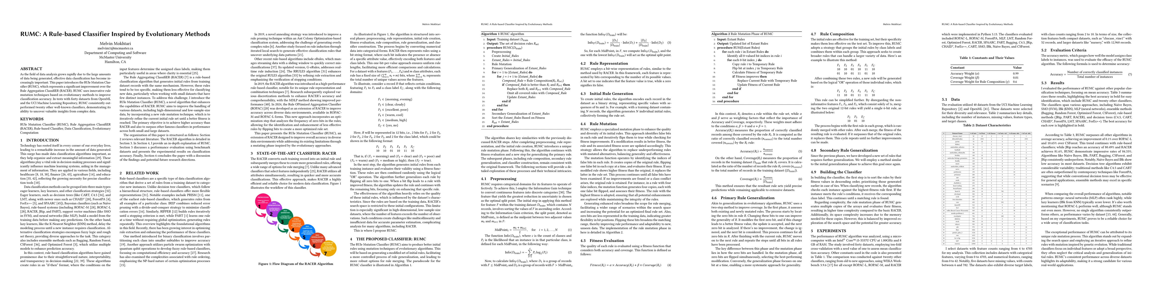 Thumbnail for RUMC: A Rule-based Classifier Inspired by Evolutionary Methods