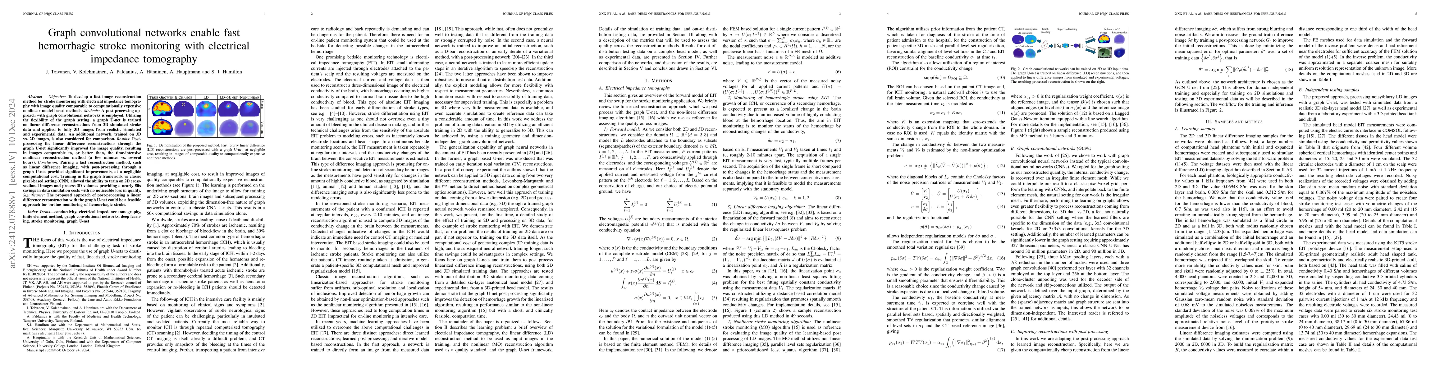 Thumbnail for Graph convolutional networks enable fast hemorrhagic stroke monitoring
  with electrical impedance tomography