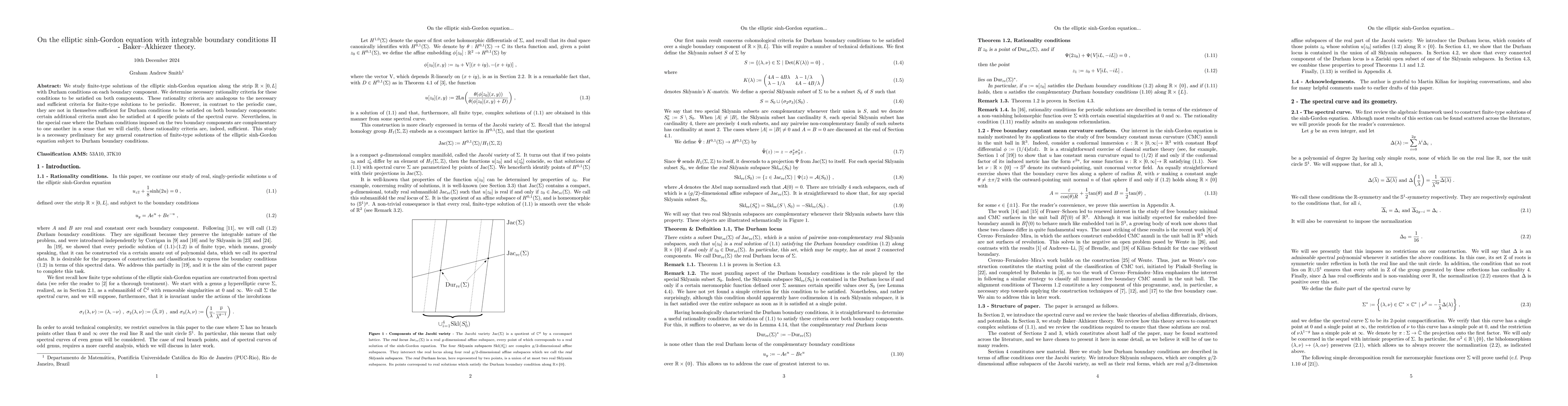 Thumbnail for On the elliptic sinh-Gordon equation with integrable boundary conditions
  II -- Baker-Akhiezer theory