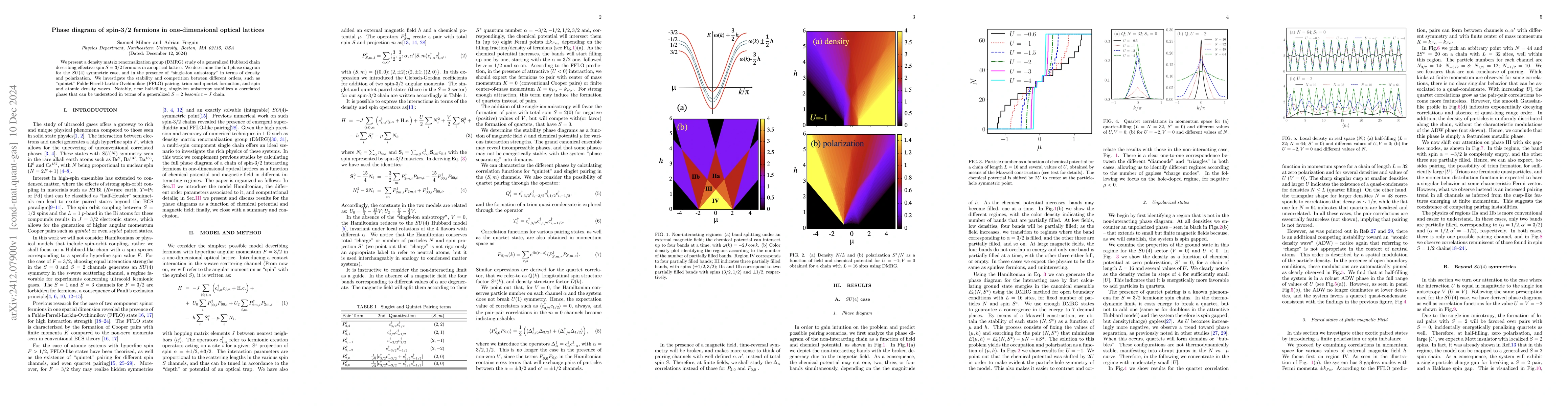Thumbnail for Phase Diagram of Spin-3/2 Fermions in One Dimensional Optical Lattices