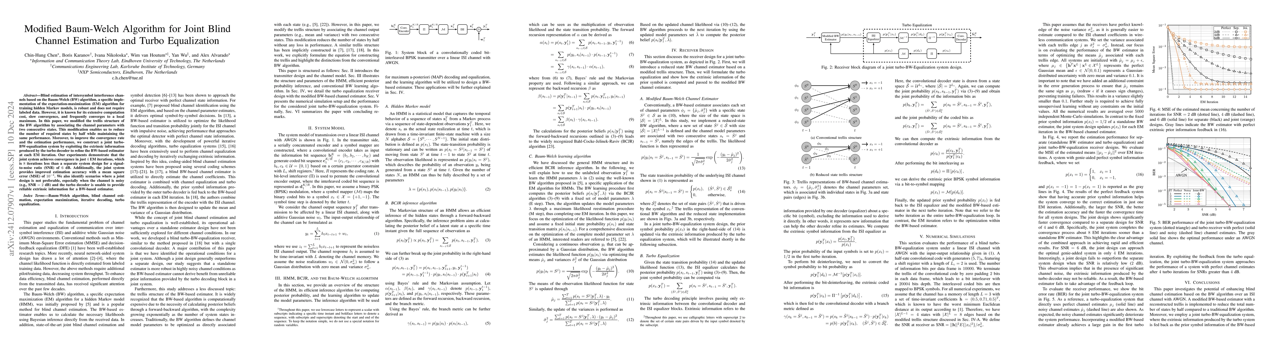 Thumbnail for Modified Baum-Welch Algorithm for Joint Blind Channel Estimation and
  Turbo Equalization