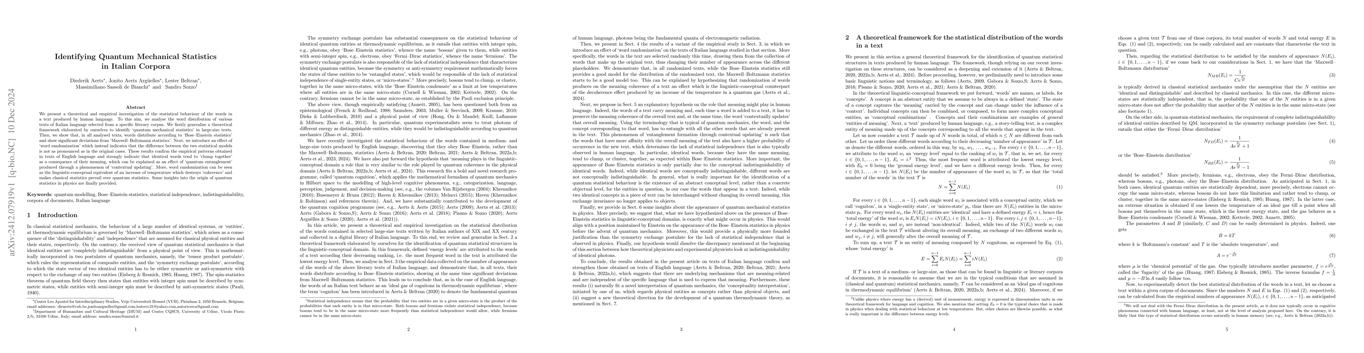 Thumbnail for Identifying Quantum Mechanical Statistics in Italian Corpora