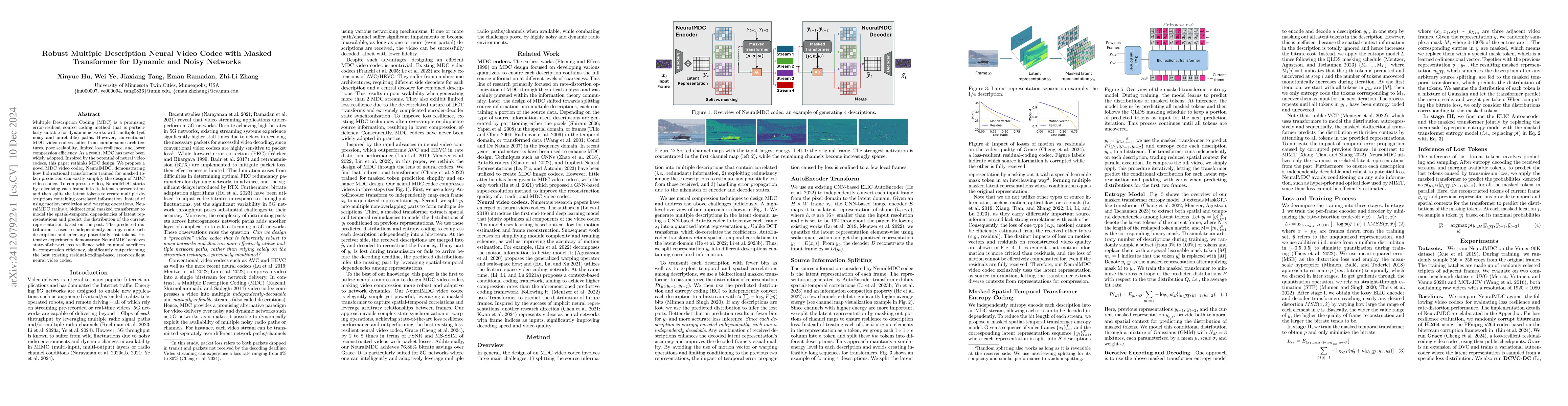 Thumbnail for Robust Multiple Description Neural Video Codec with Masked Transformer
  for Dynamic and Noisy Networks