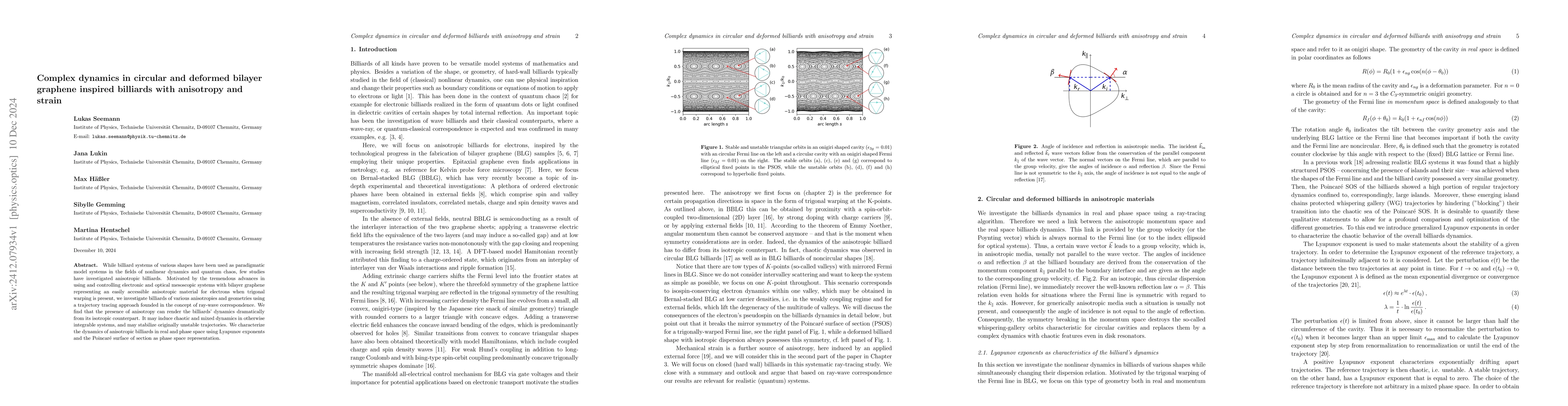 Thumbnail for Complex dynamics in circular and deformed bilayer graphene inspired
  billiards with anisotropy and strain