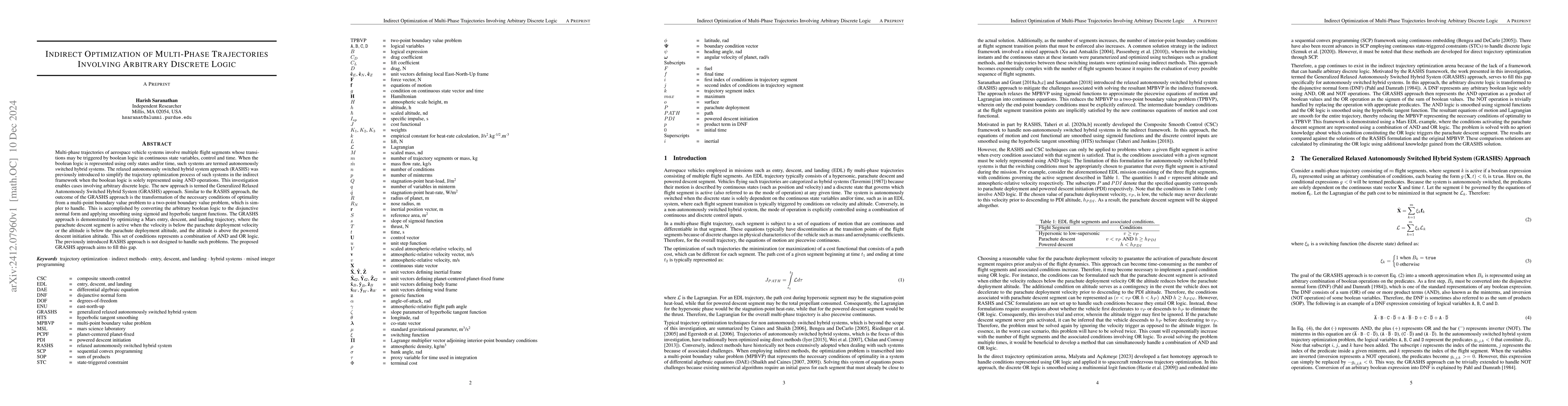 Thumbnail for Indirect Optimization of Multi-Phase Trajectories Involving Arbitrary
  Discrete Logic
