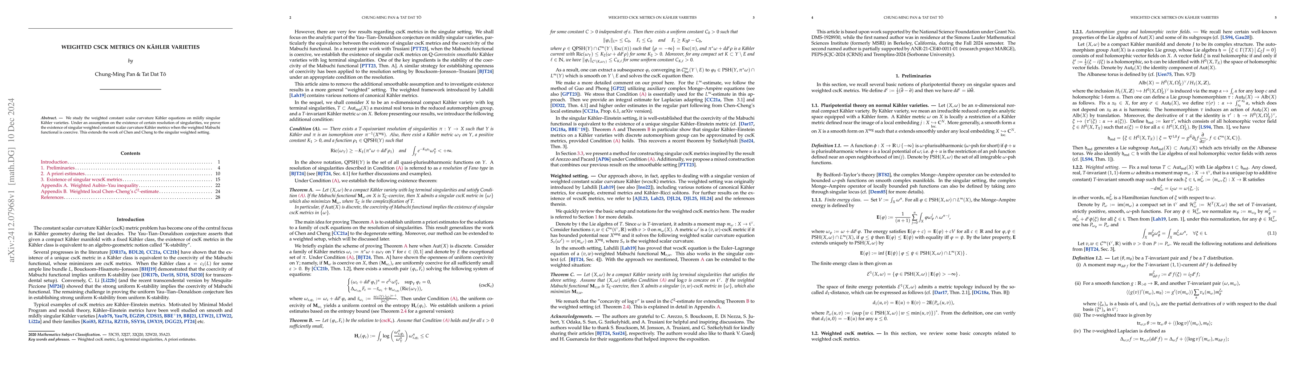 Thumbnail for Weighted cscK metrics on Kähler varieties