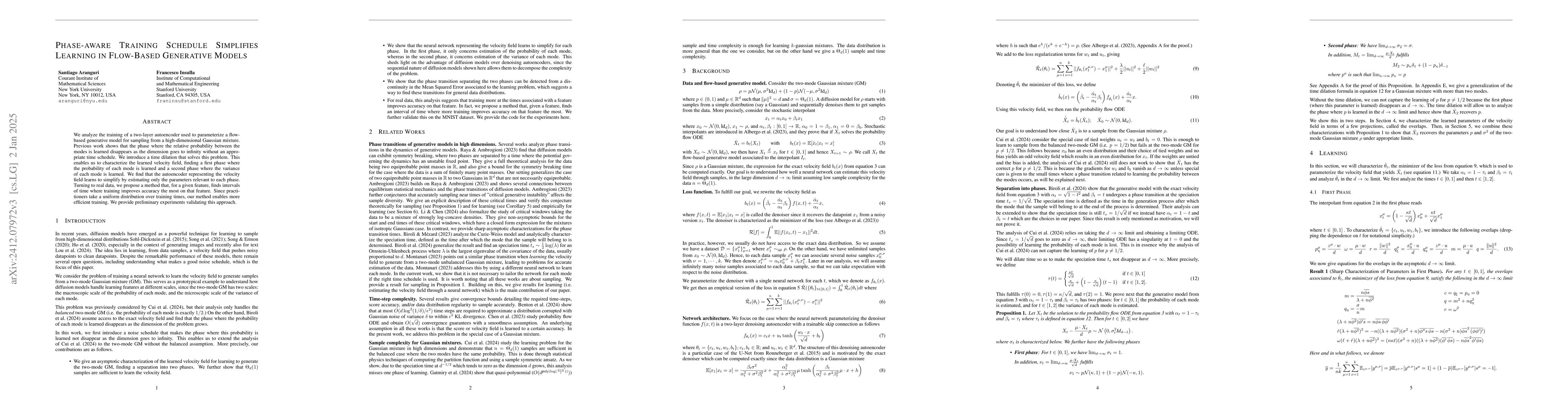 Thumbnail for Phase-aware Training Schedule Simplifies Learning in Flow-Based
  Generative Models