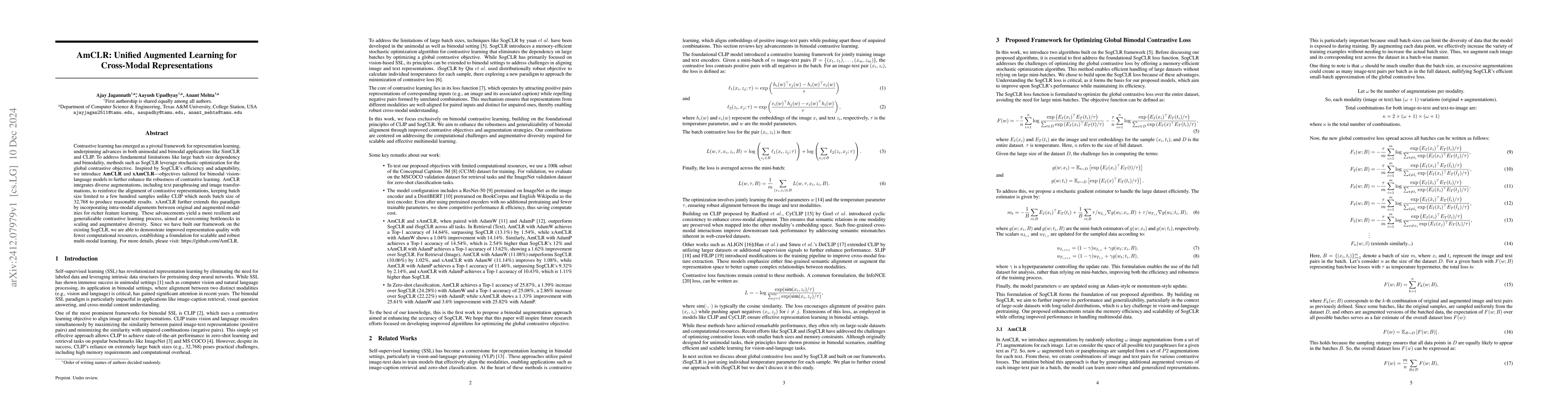 Thumbnail for AmCLR: Unified Augmented Learning for Cross-Modal Representations