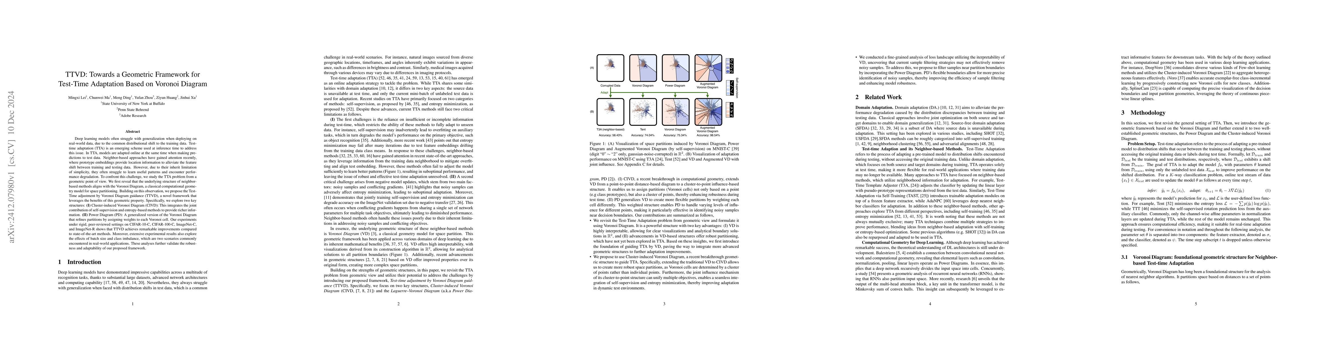 Thumbnail for TTVD: Towards a Geometric Framework for Test-Time Adaptation Based on
  Voronoi Diagram