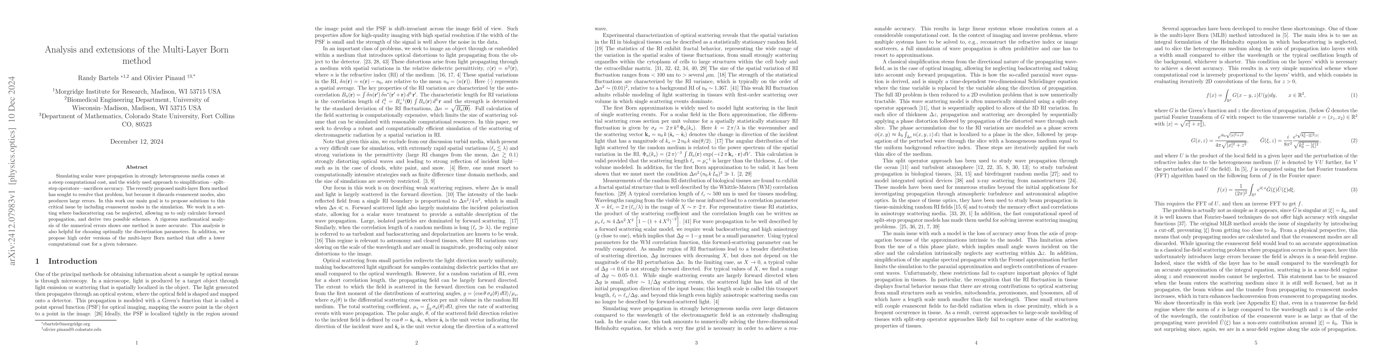 Thumbnail for Analysis and extensions of the Multi-Layer Born method