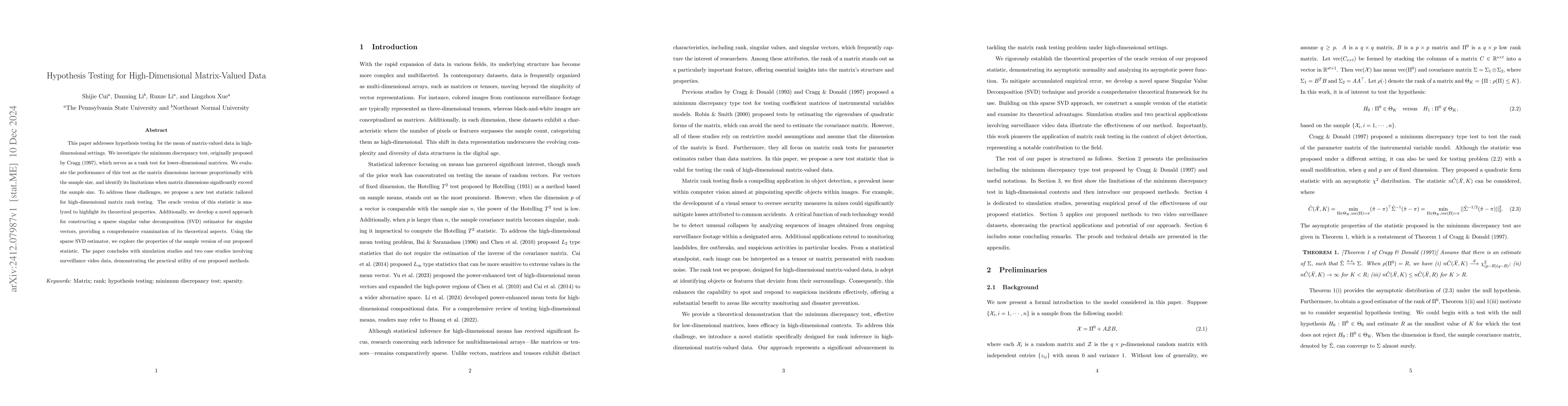 Thumbnail for Hypothesis Testing for High-Dimensional Matrix-Valued Data