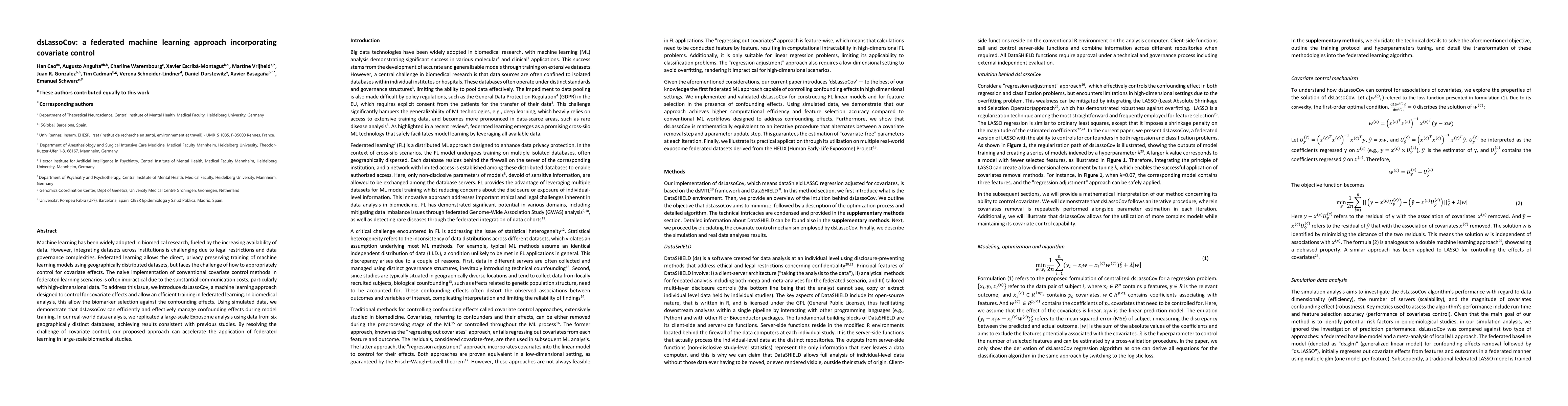 Thumbnail for dsLassoCov: a federated machine learning approach incorporating
  covariate control