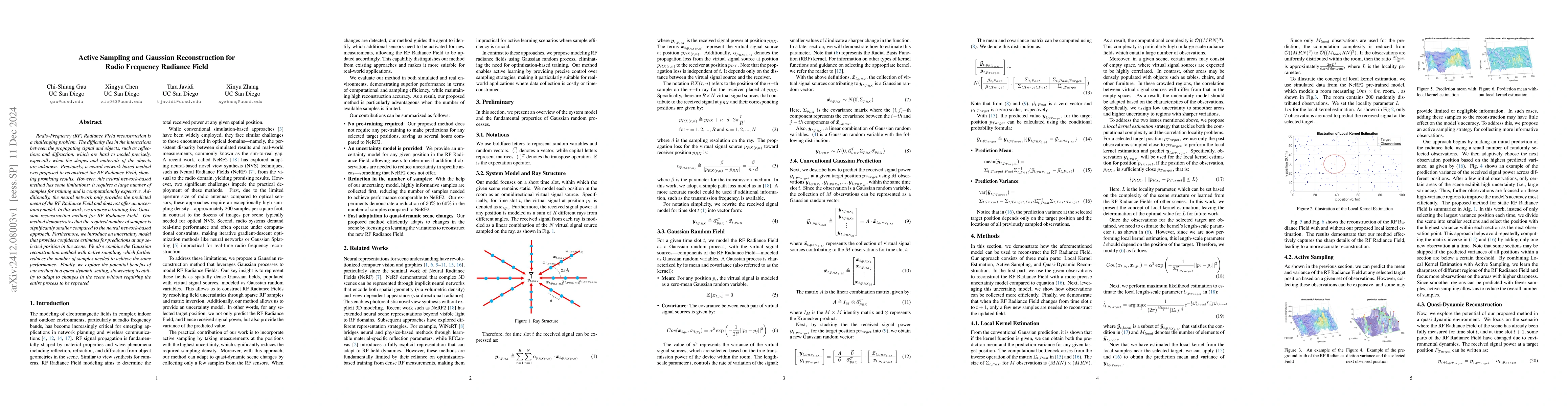 Thumbnail for Active Sampling and Gaussian Reconstruction for Radio Frequency Radiance
  Field