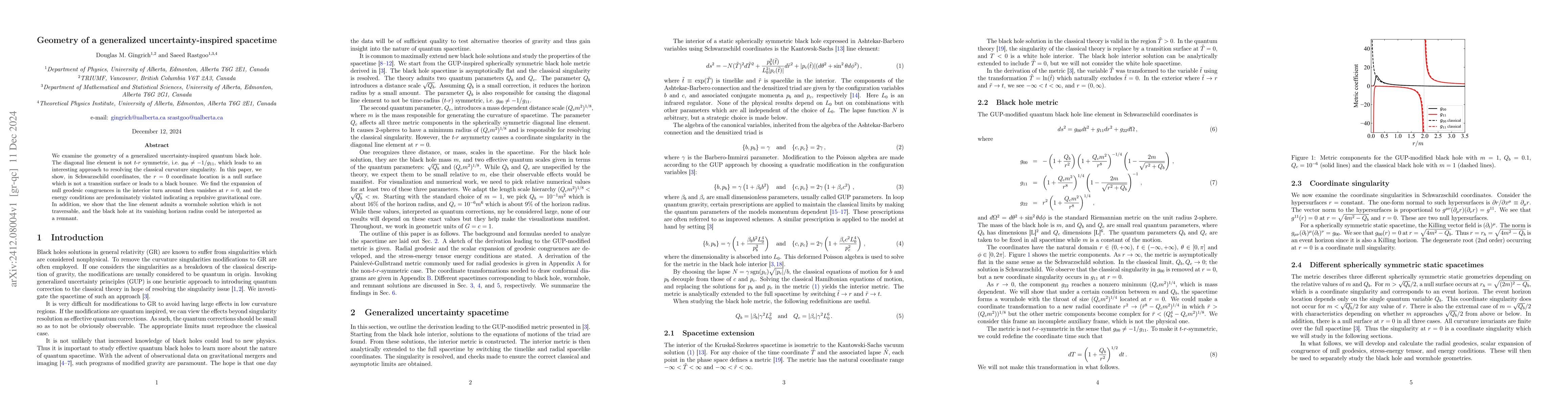 Thumbnail for Geometry of a generalized uncertainty-inspired spacetime