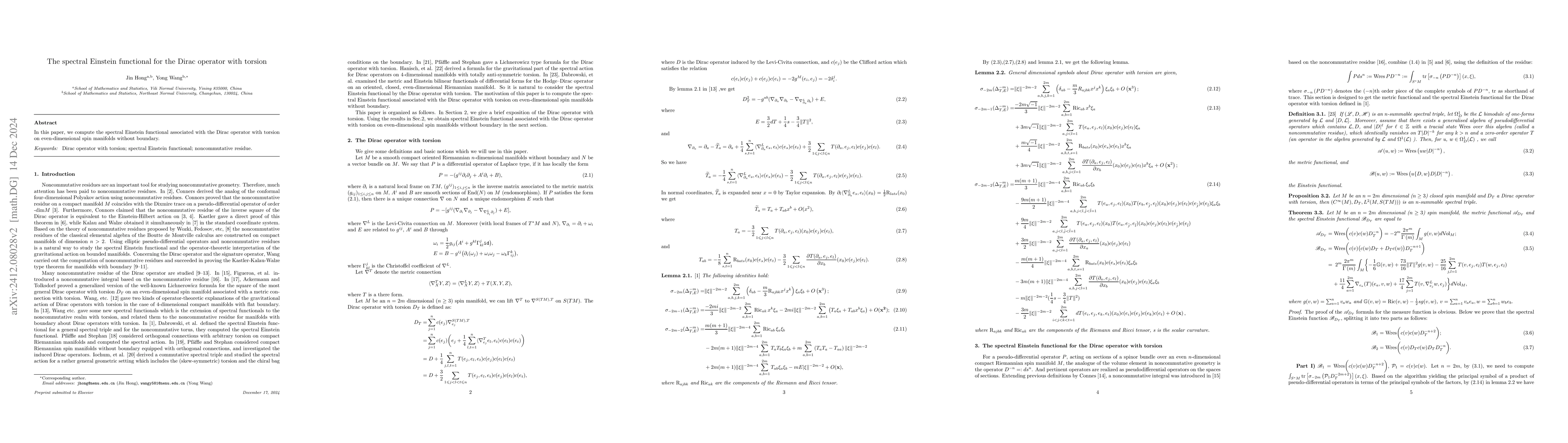 Thumbnail for The spectral Einstein functional for the Dirac operator with torsion