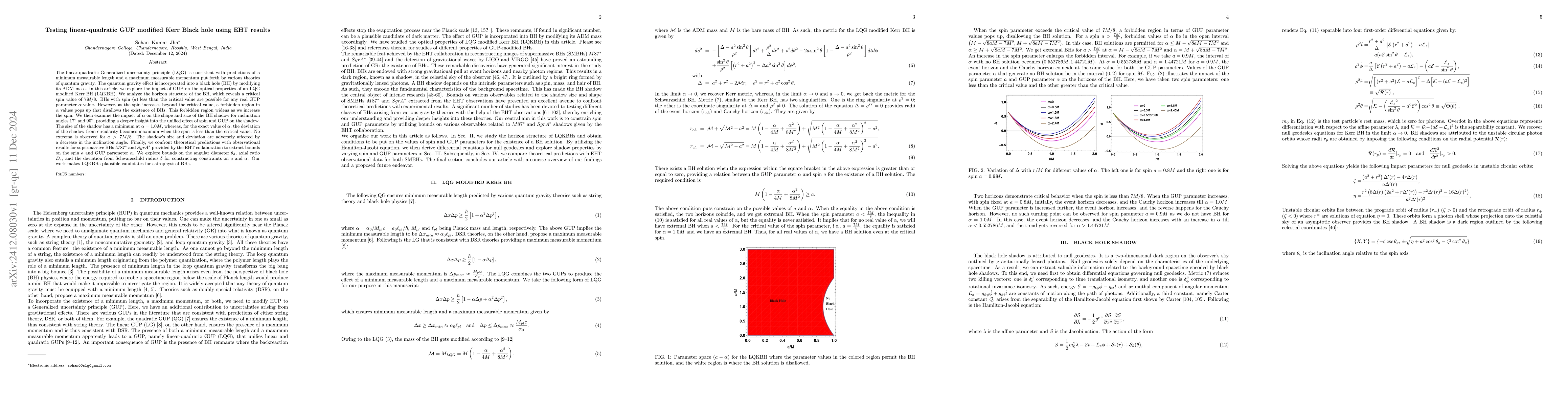Thumbnail for Testing linear-quadratic GUP modified Kerr Black hole using EHT results