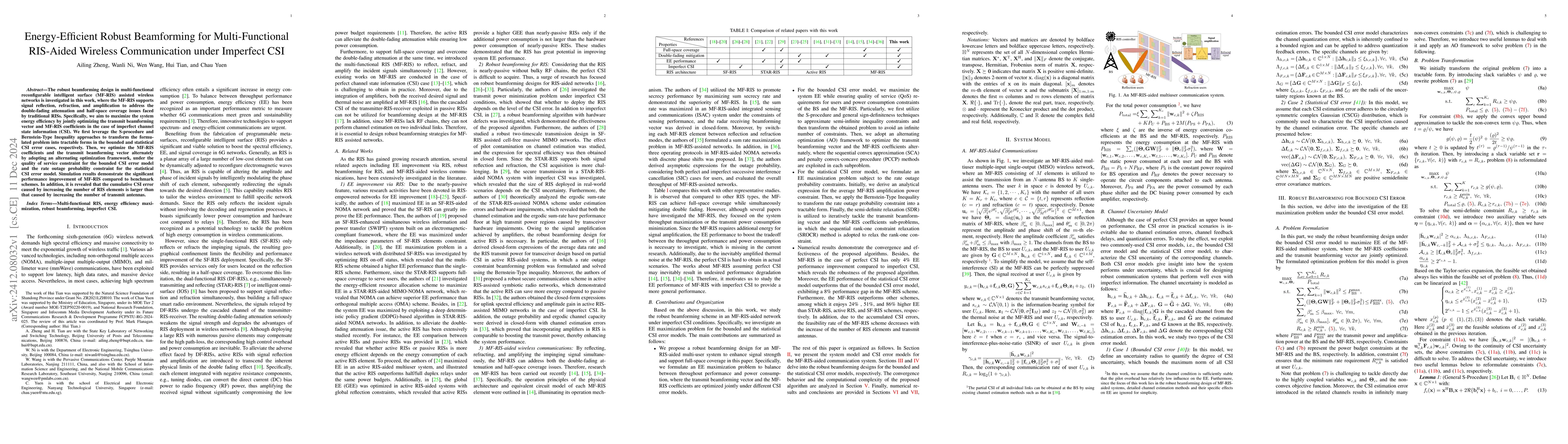 Thumbnail for Energy-Efficient Robust Beamforming for Multi-Functional RIS-Aided
  Wireless Communication under Imperfect CSI