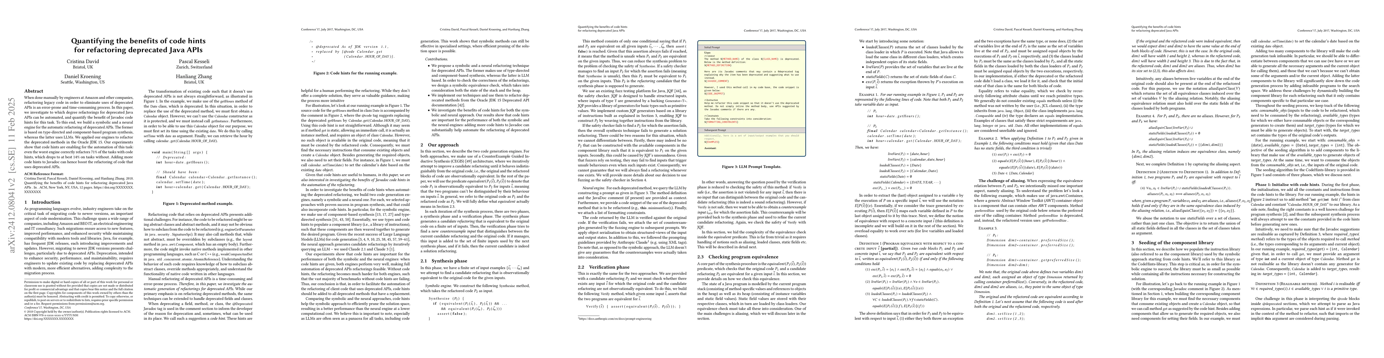 Thumbnail for Quantifying the benefits of code hints for refactoring deprecated Java
  APIs