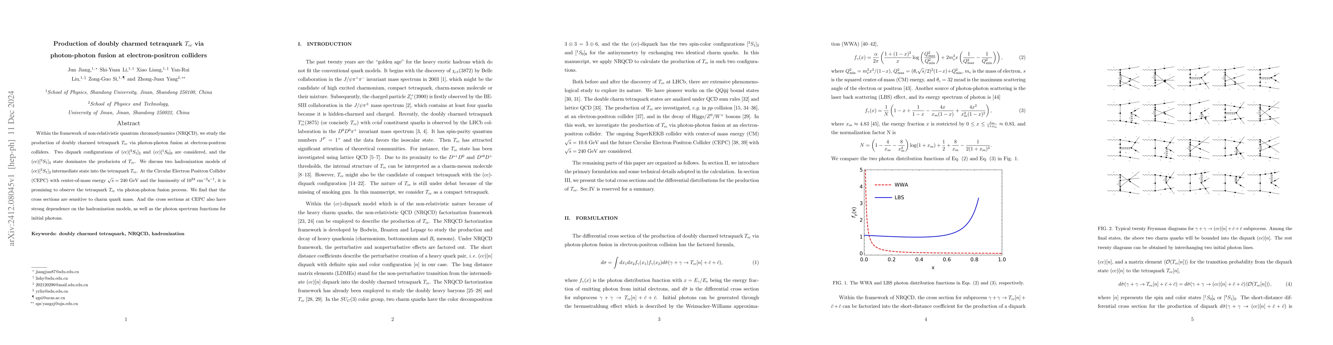 Thumbnail for Production of doubly charmed tetraquark $T_{cc}$ via photon-photon
  fusion at electron-positron colliders