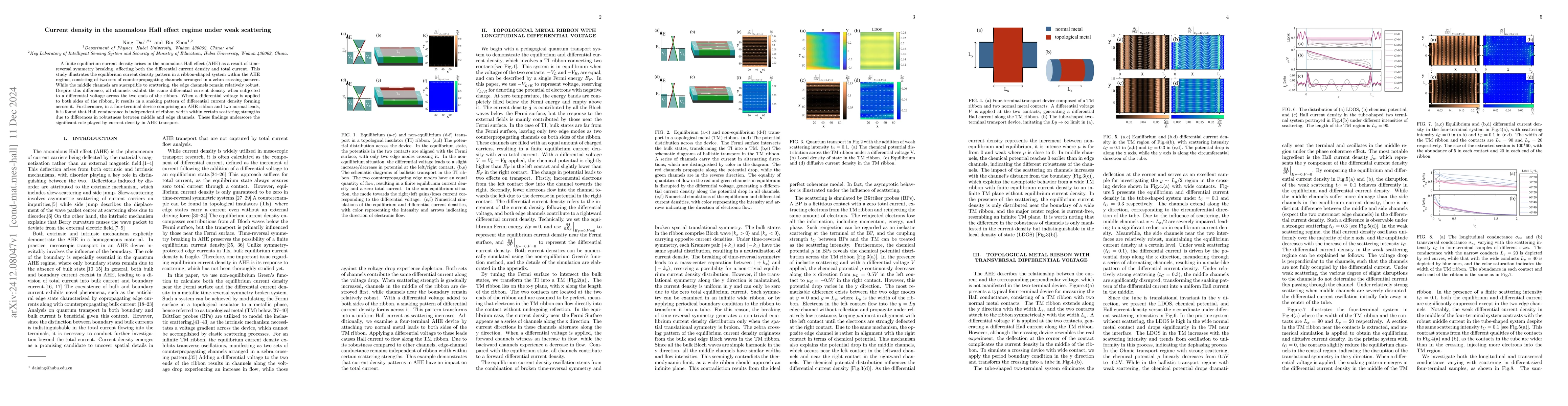 Thumbnail for Current density in the anomalous Hall effect regime under weak
  scattering