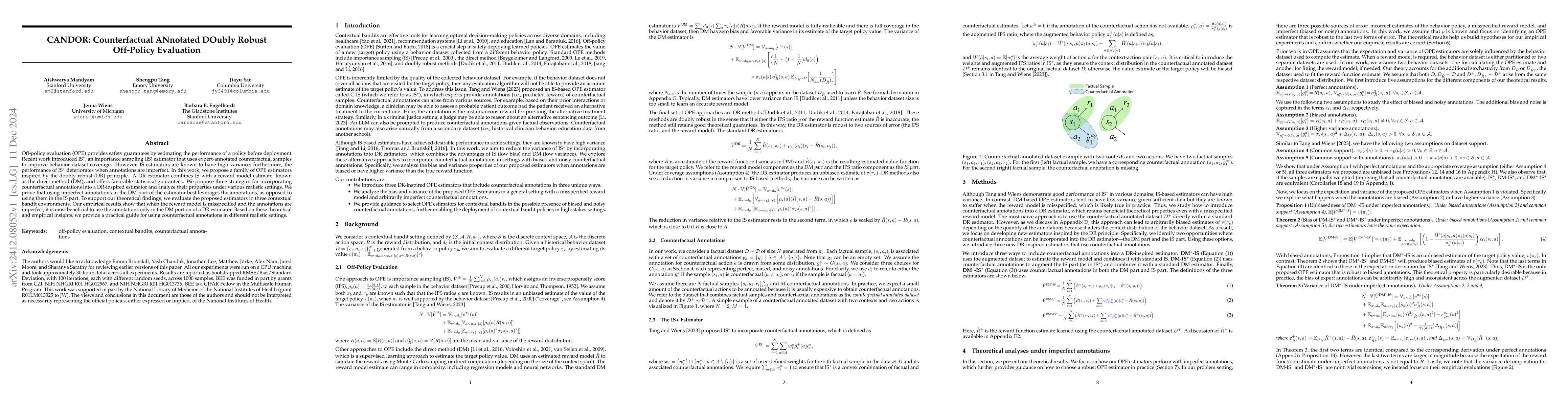 Thumbnail for CANDOR: Counterfactual ANnotated DOubly Robust Off-Policy Evaluation