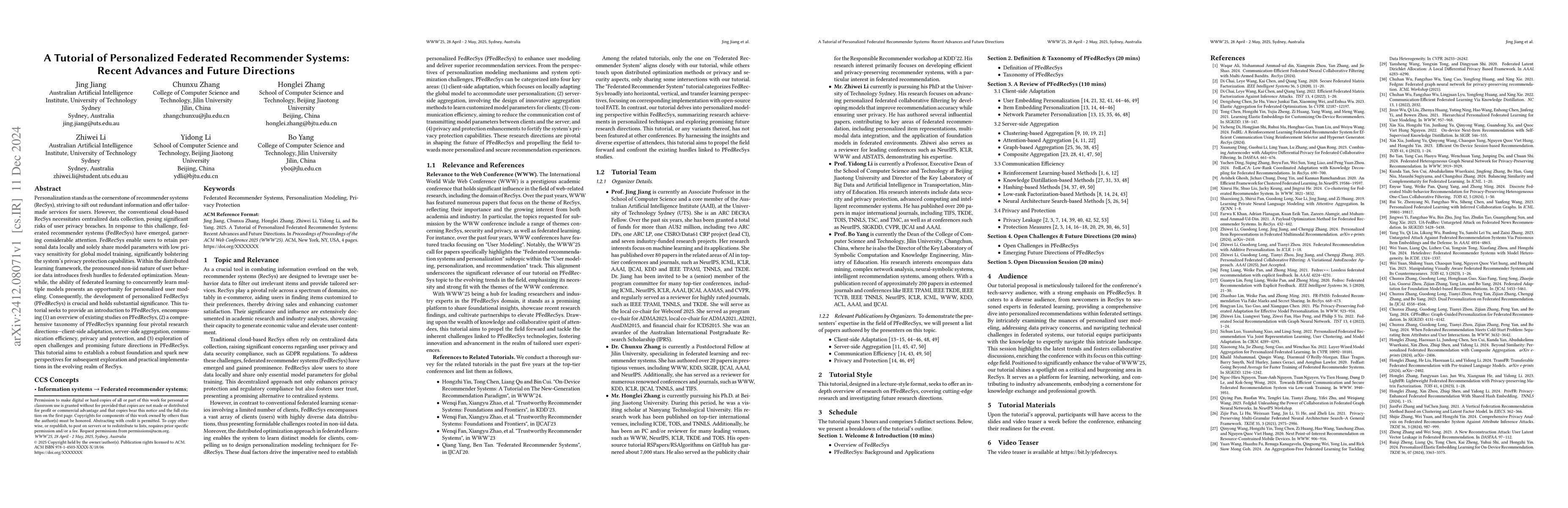 Thumbnail for A Tutorial of Personalized Federated Recommender Systems: Recent
  Advances and Future Directions