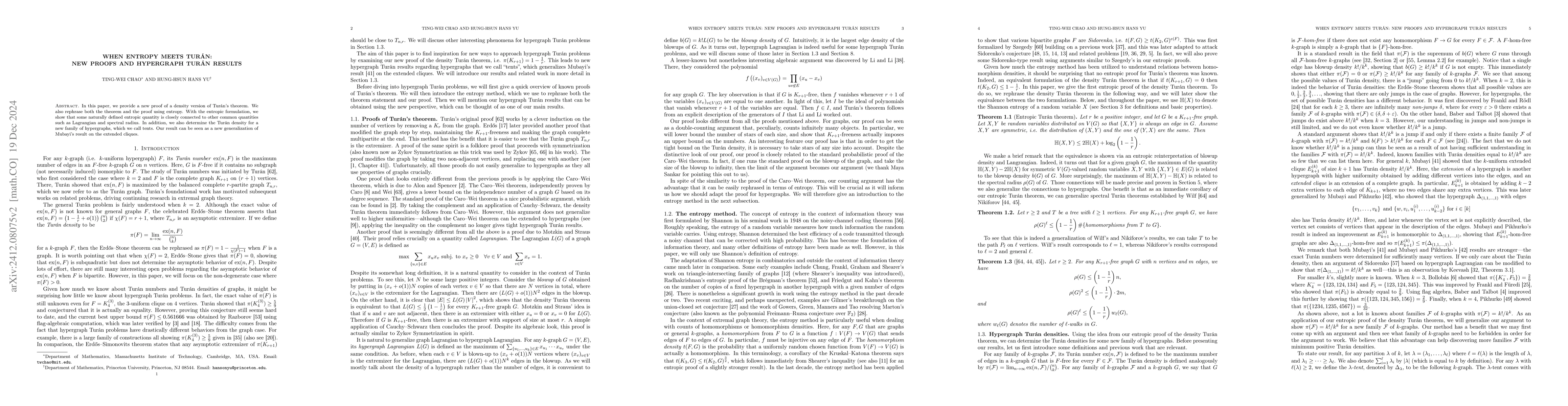 Thumbnail for When entropy meets Turán: new proofs and hypergraph Turán results