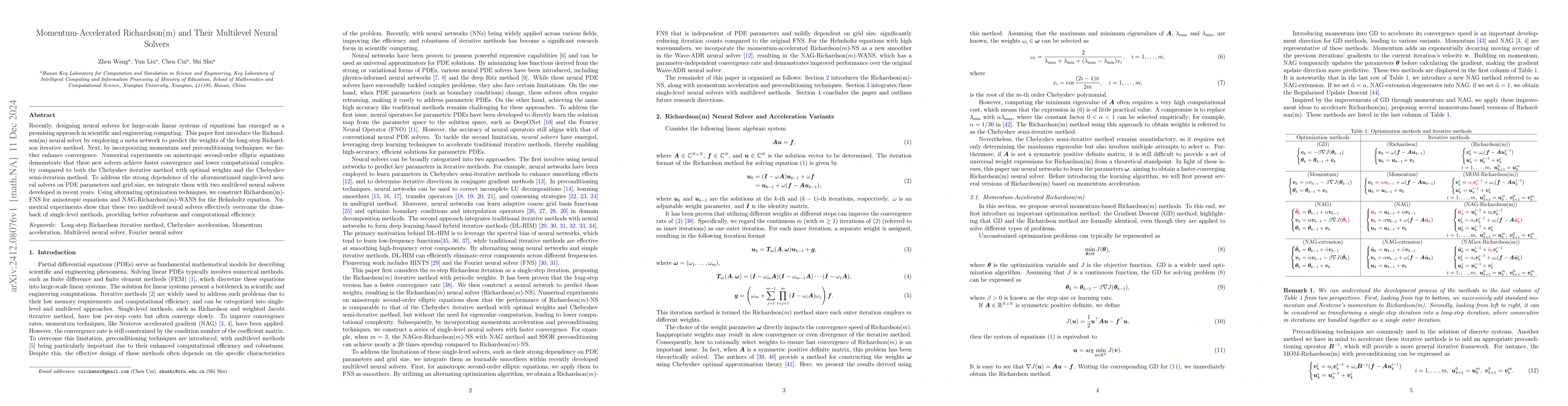 Thumbnail for Momentum-Accelerated Richardson(m) and Their Multilevel Neural Solvers