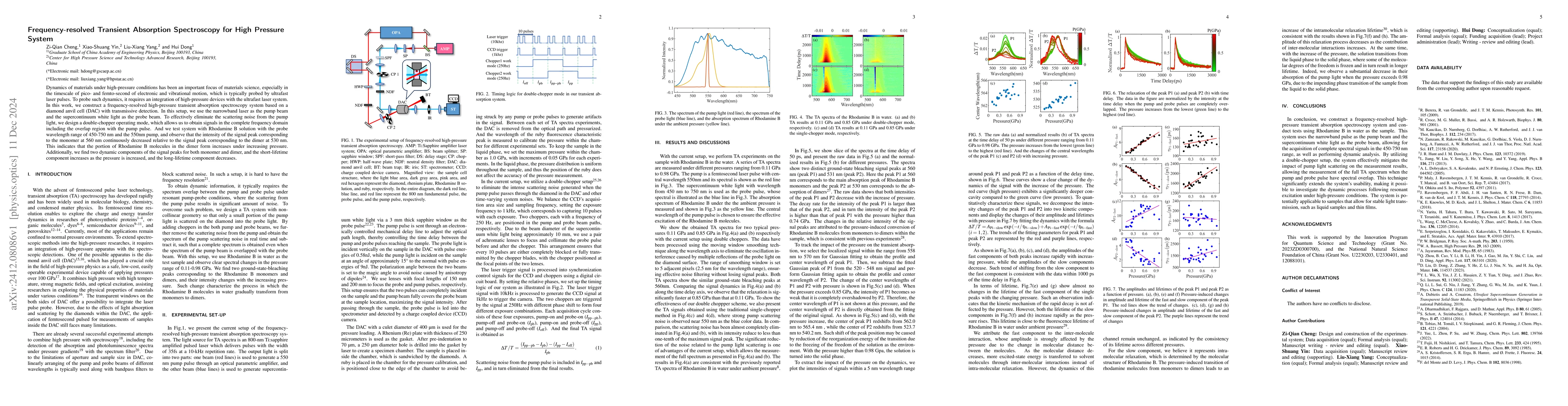 Thumbnail for Frequency-resolved Transient Absorption Spectroscopy for High Pressure
  System