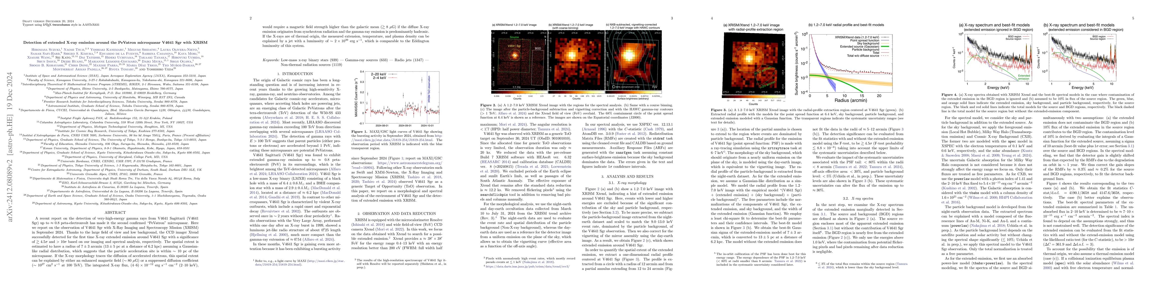 Thumbnail for Detection of extended X-ray emission around the PeVatron microquasar
  V4641 Sgr with XRISM