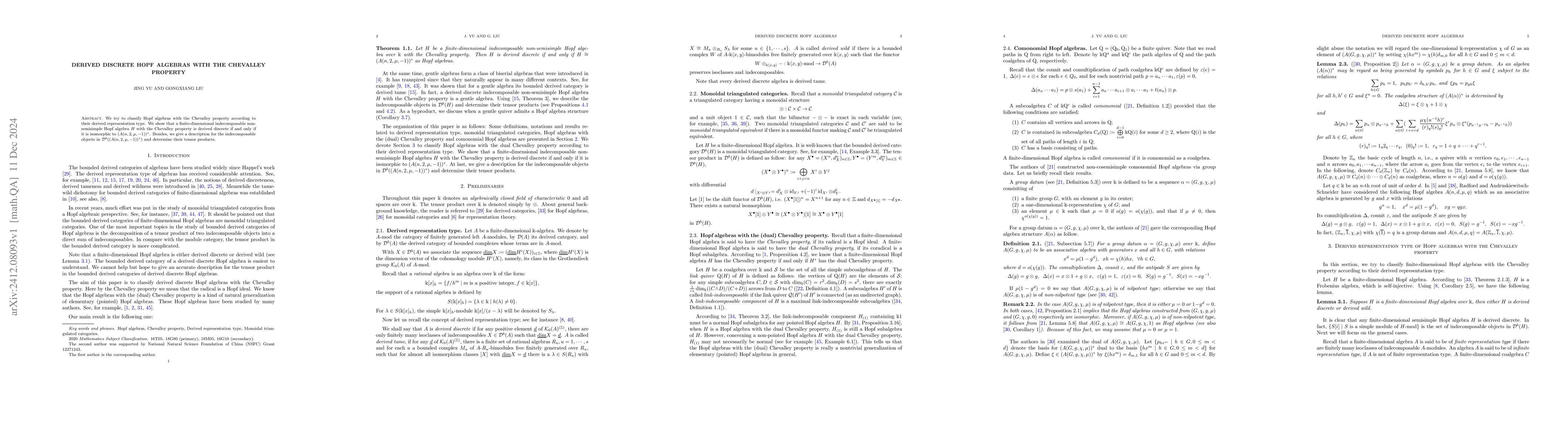 Thumbnail for Derived discrete Hopf algebras with the Chevalley property