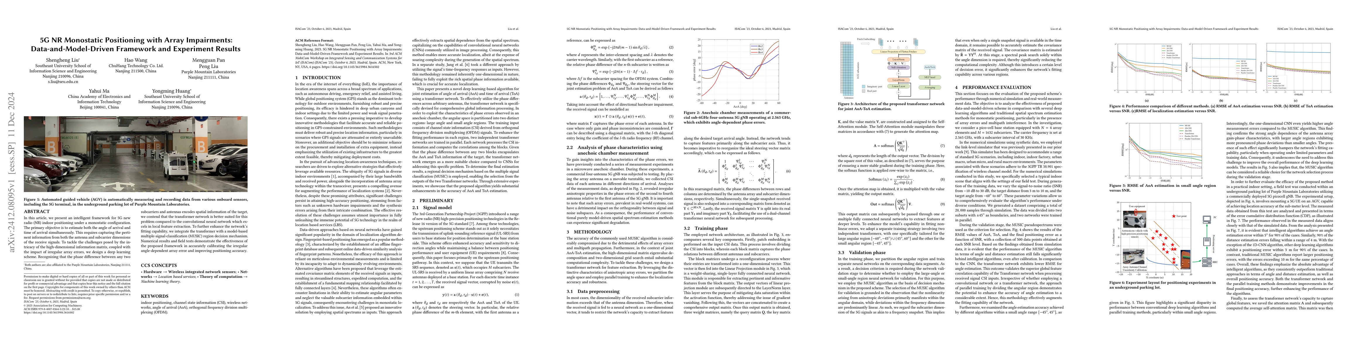 Thumbnail for 5G NR monostatic positioning with array impairments:
  Data-and-model-driven framework and experiment results