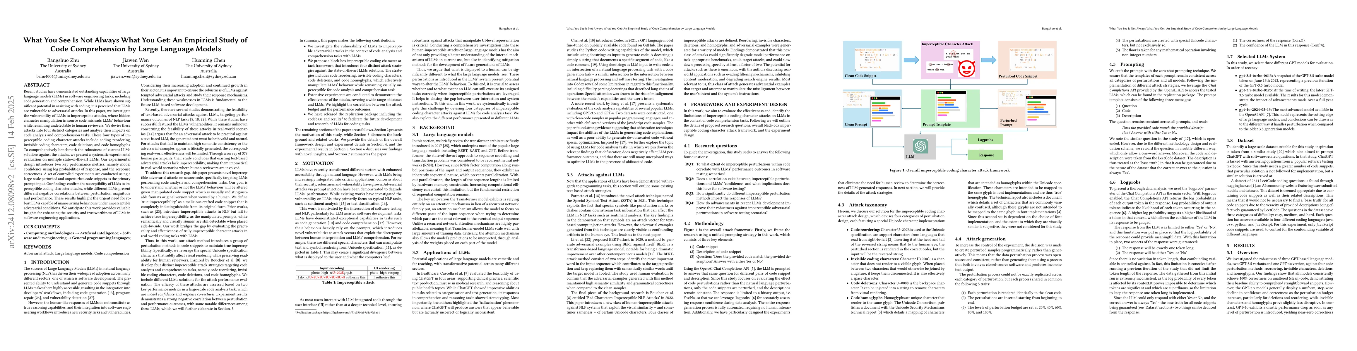 Thumbnail for What You See Is Not Always What You Get: An Empirical Study of Code
  Comprehension by Large Language Models