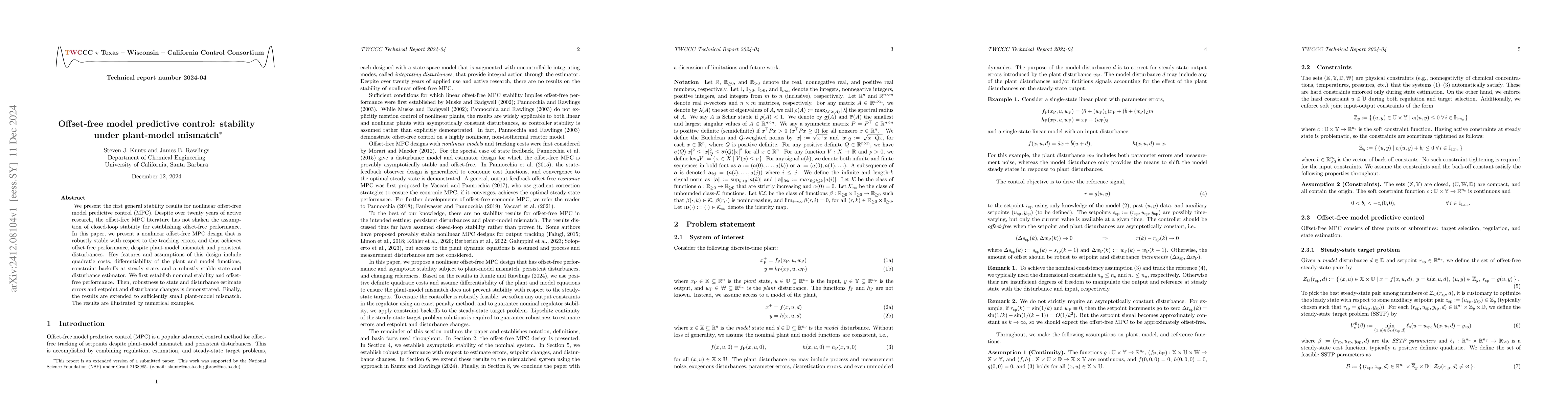 Thumbnail for Offset-free model predictive control: stability under plant-model
  mismatch