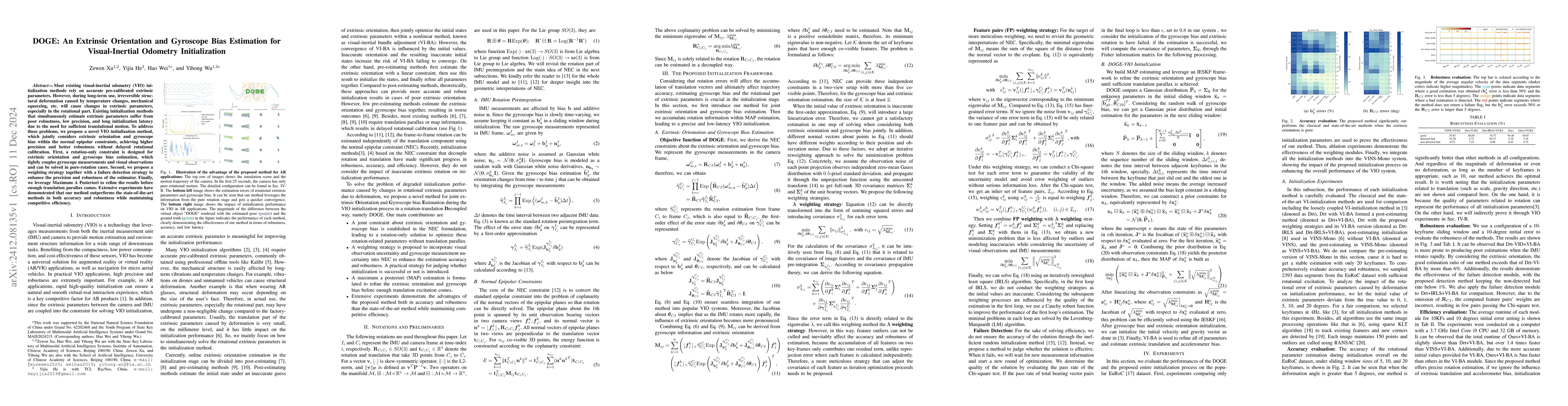 Thumbnail for DOGE: An Extrinsic Orientation and Gyroscope Bias Estimation for
  Visual-Inertial Odometry Initialization