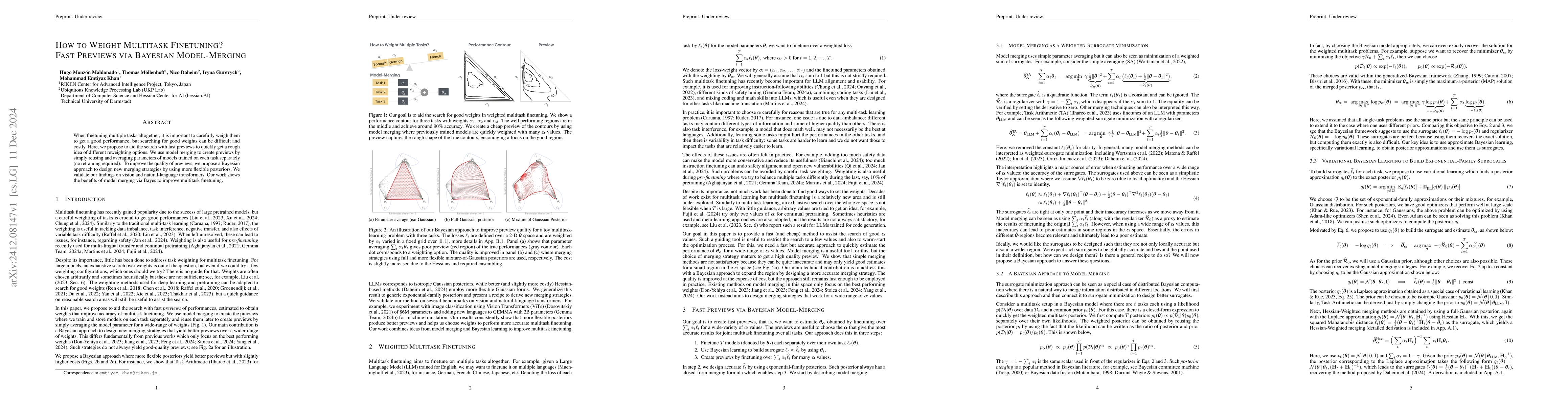 Thumbnail for How to Weight Multitask Finetuning? Fast Previews via Bayesian
  Model-Merging