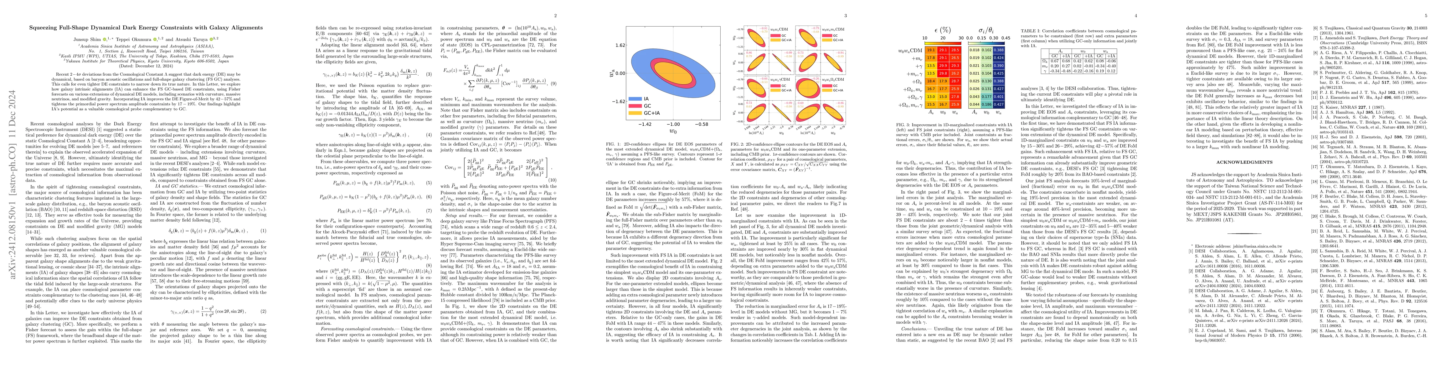 Thumbnail for Squeezing Full-Shape Dynamical Dark Energy Constraints with Galaxy
  Alignments