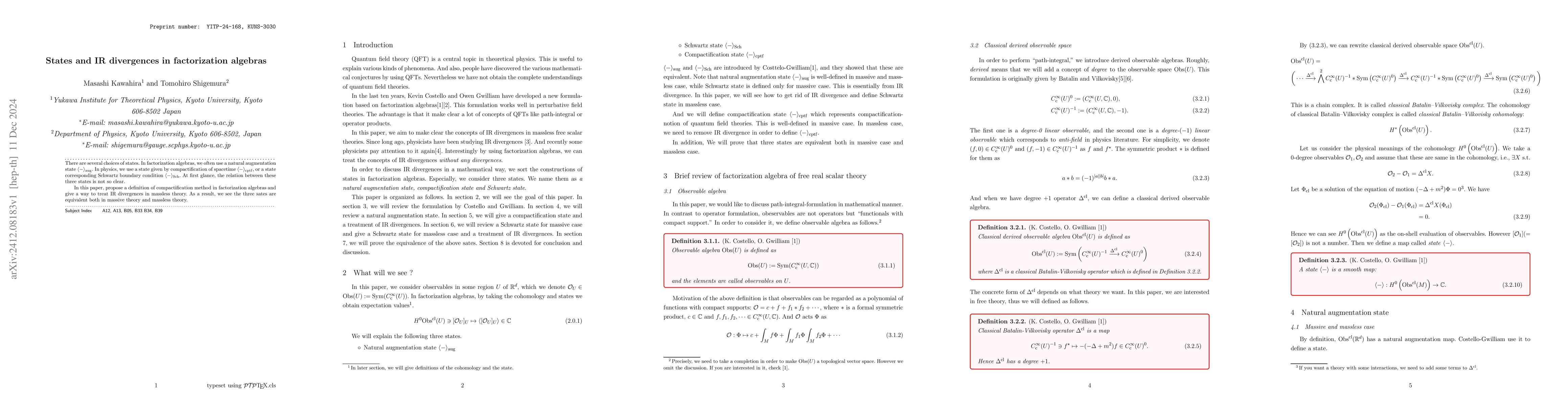 Thumbnail for States and IR divergences in factorization algebras