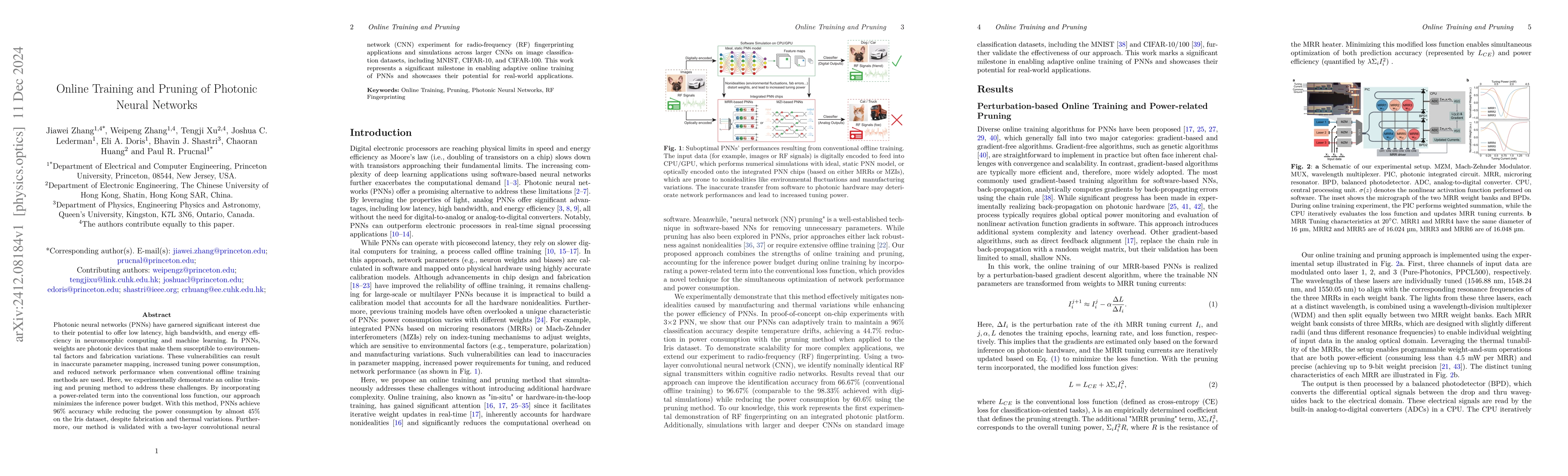 Thumbnail for Online training and pruning of photonic neural networks