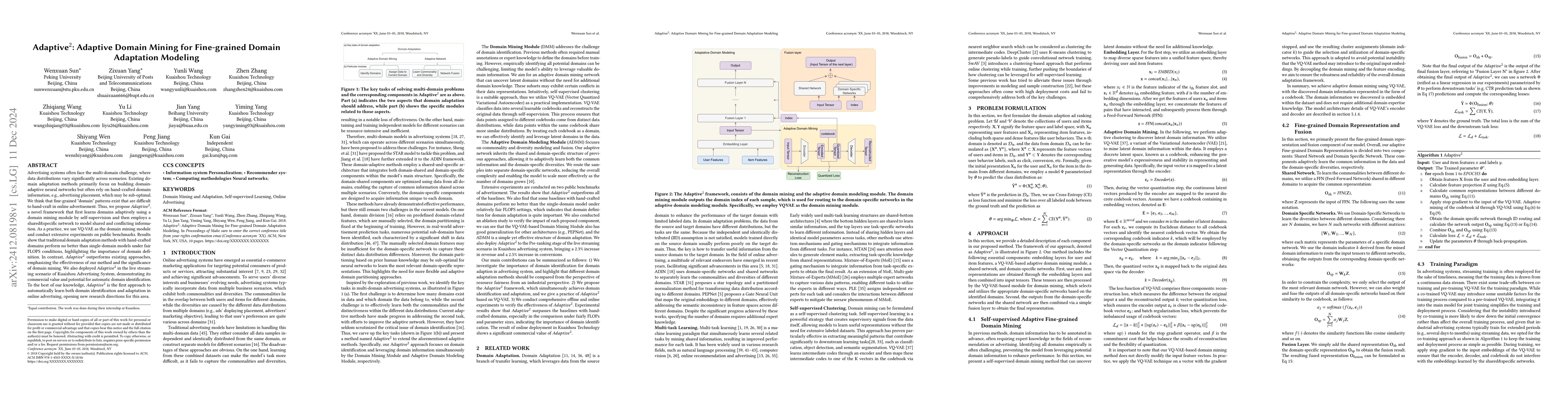 Thumbnail for Adaptive$^2$: Adaptive Domain Mining for Fine-grained Domain Adaptation
  Modeling
