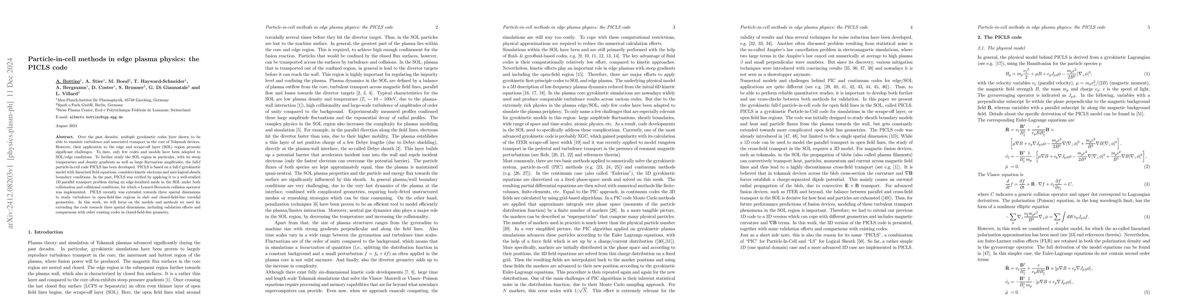 Thumbnail for Particle-in-cell methods in edge plasma physics: the PICLS code