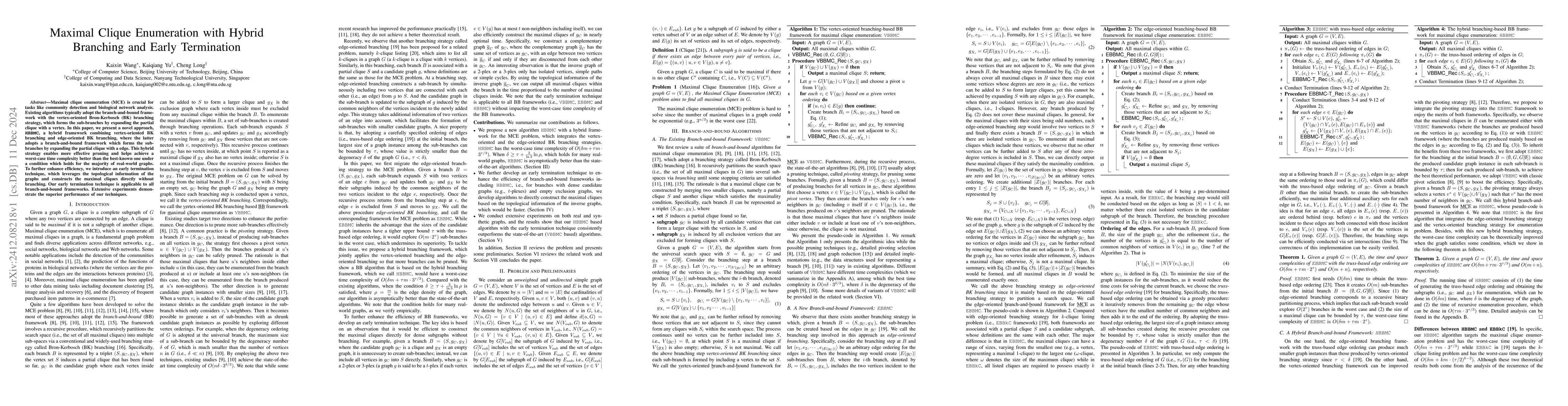 Thumbnail for Maximal Clique Enumeration with Hybrid Branching and Early Termination
