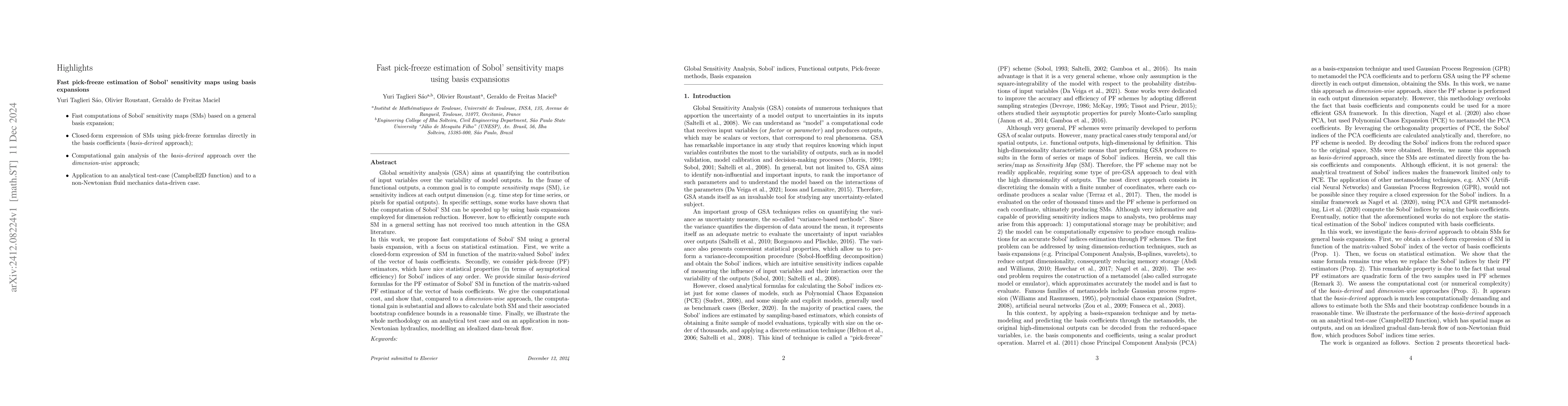 Thumbnail for Fast pick-freeze estimation of Sobol' sensitivity maps using basis
  expansions